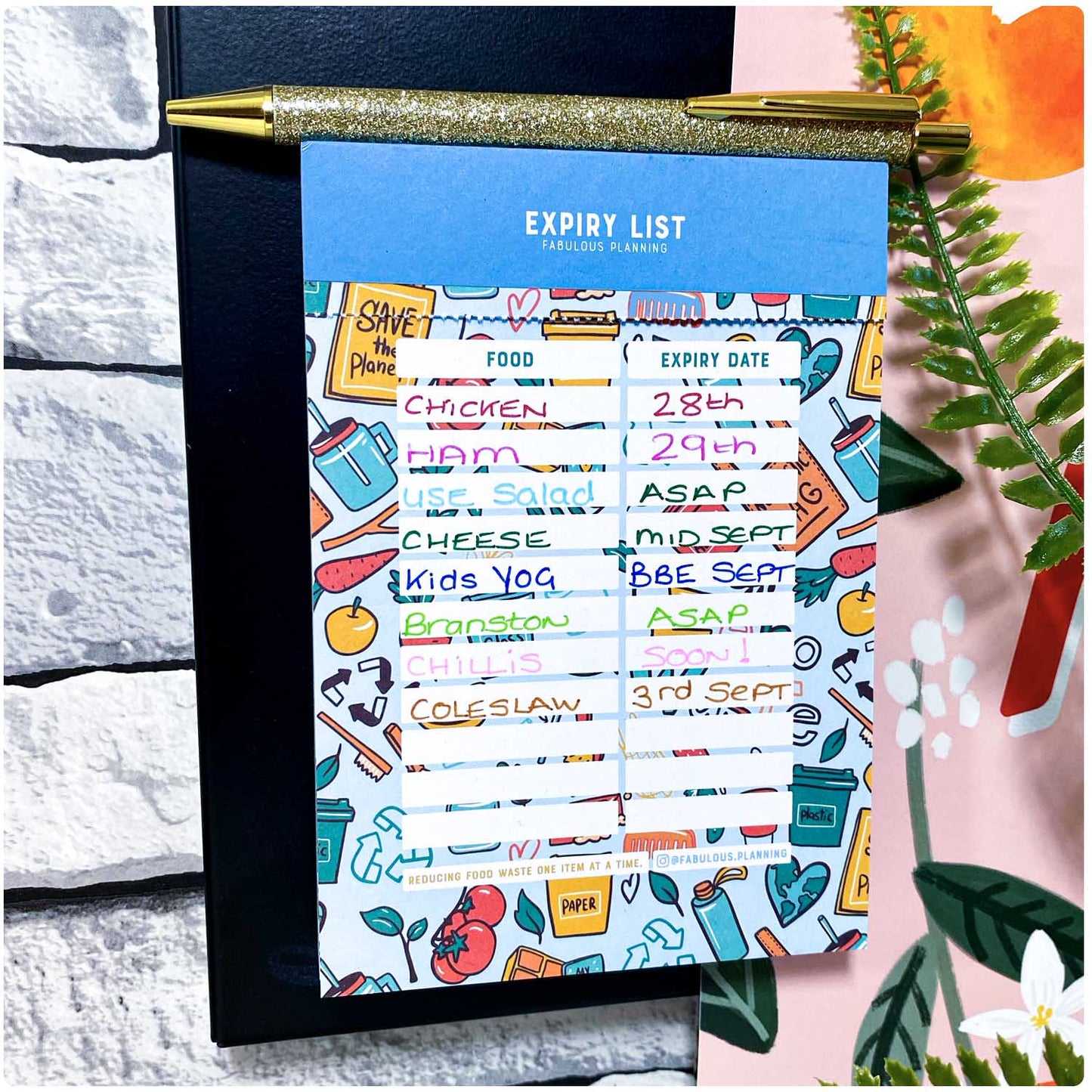 A6 - Expiry List Pad - Fabulous Planning - A6 - PAD - EXPIRYLIST