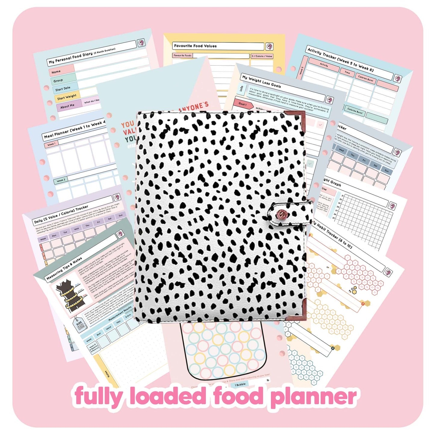 Dalmatian - Food Diary Organiser P3 - Fabulous Planning - FO - DALMATIAN - CAL - NMP