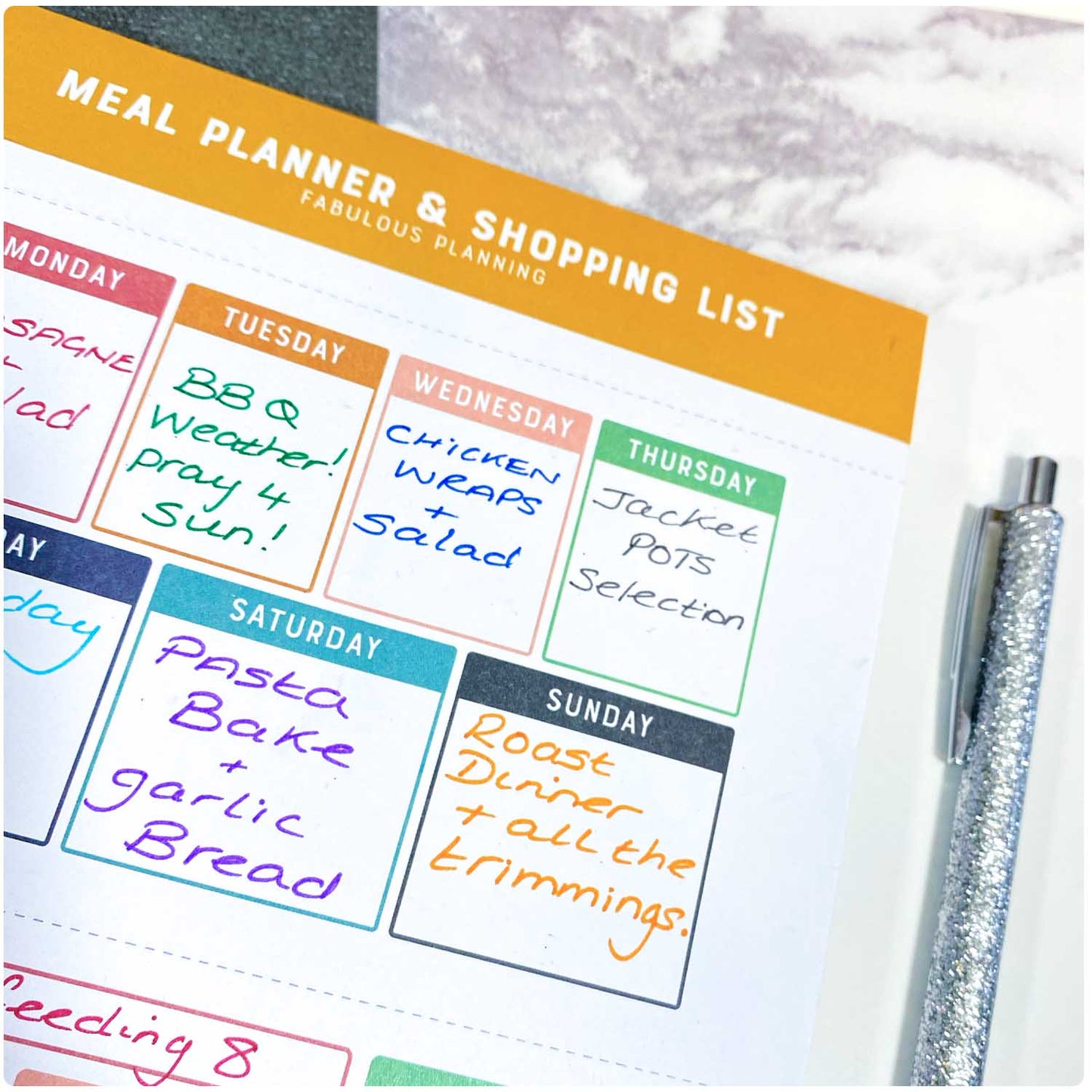 DL 2 - in - 1 Shopping List / Meal Planner - Fabulous Planning - DL - PAD - 2IN1 - COLOURFUL
