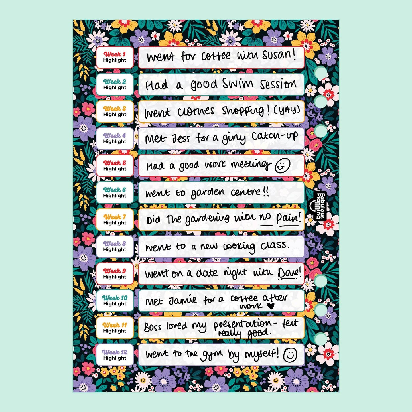 Floral 12 Week Countdown Insert - Fabulous Planning - P5 - INS - CNTDWN - FLORAL - 1S