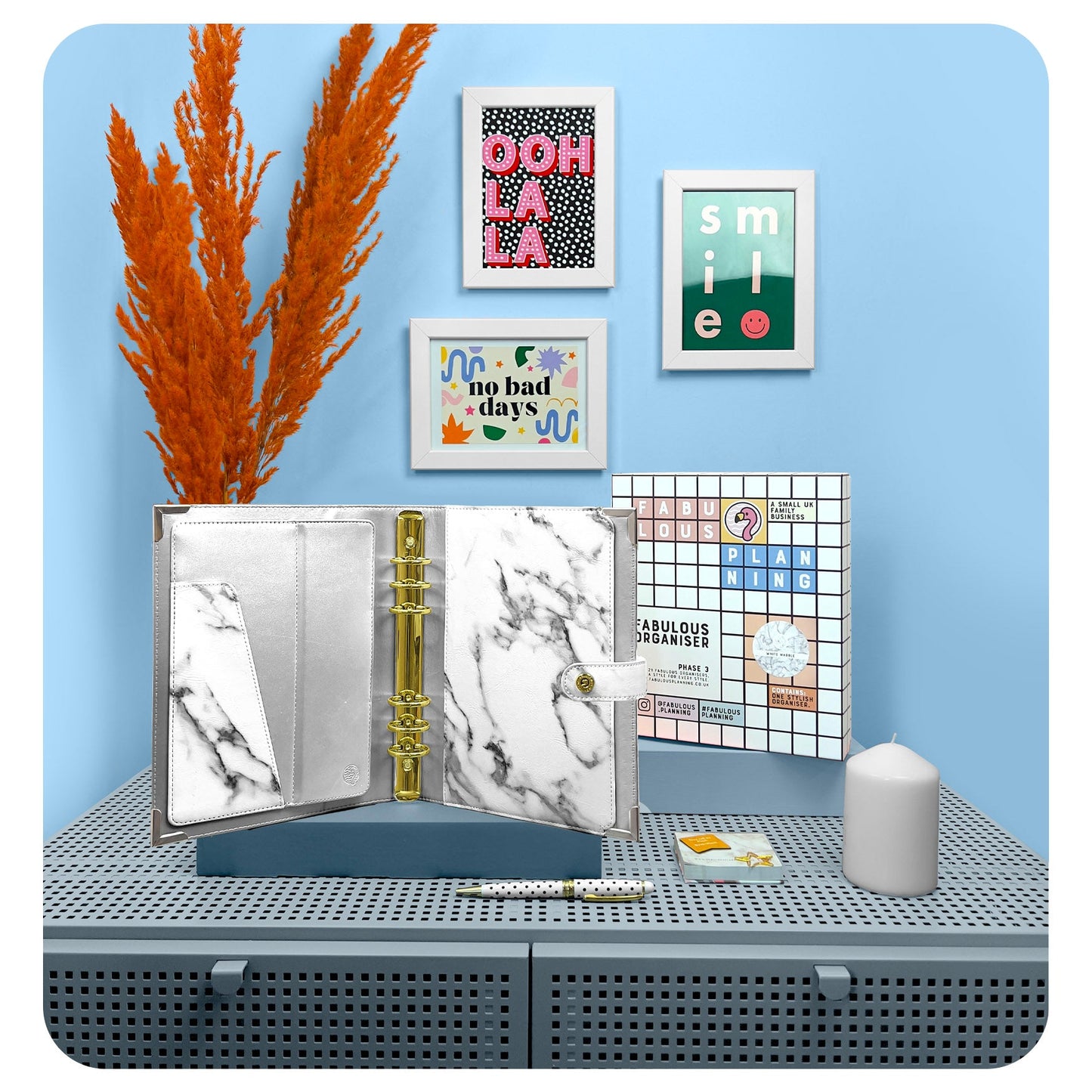 White Marble Organiser Shell - Fabulous Planning - FO - WHITEM - SHELL