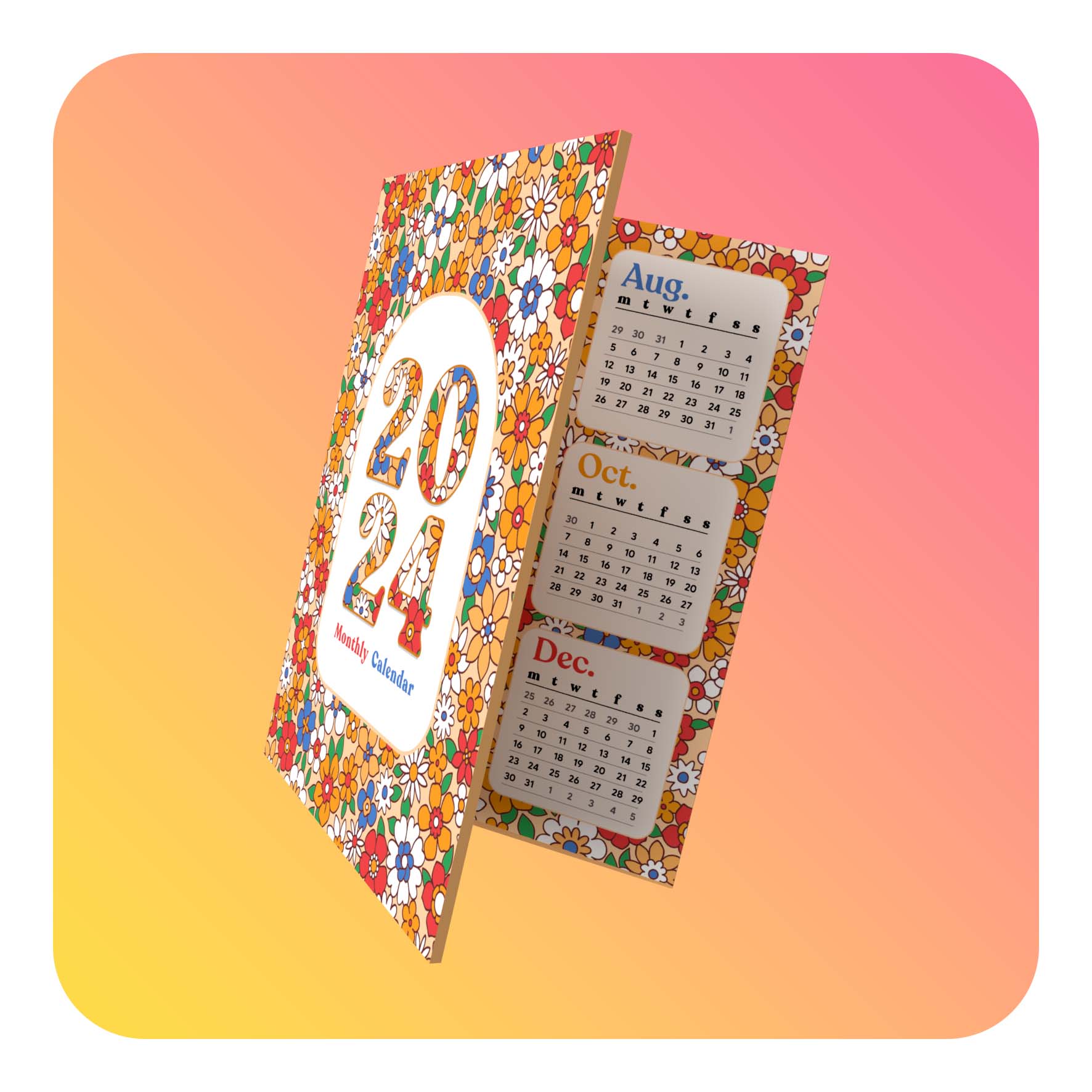 2024 Foldable Calendar A6 Insert - Fabulous Planning - A6 - MINICAL - FLORAL