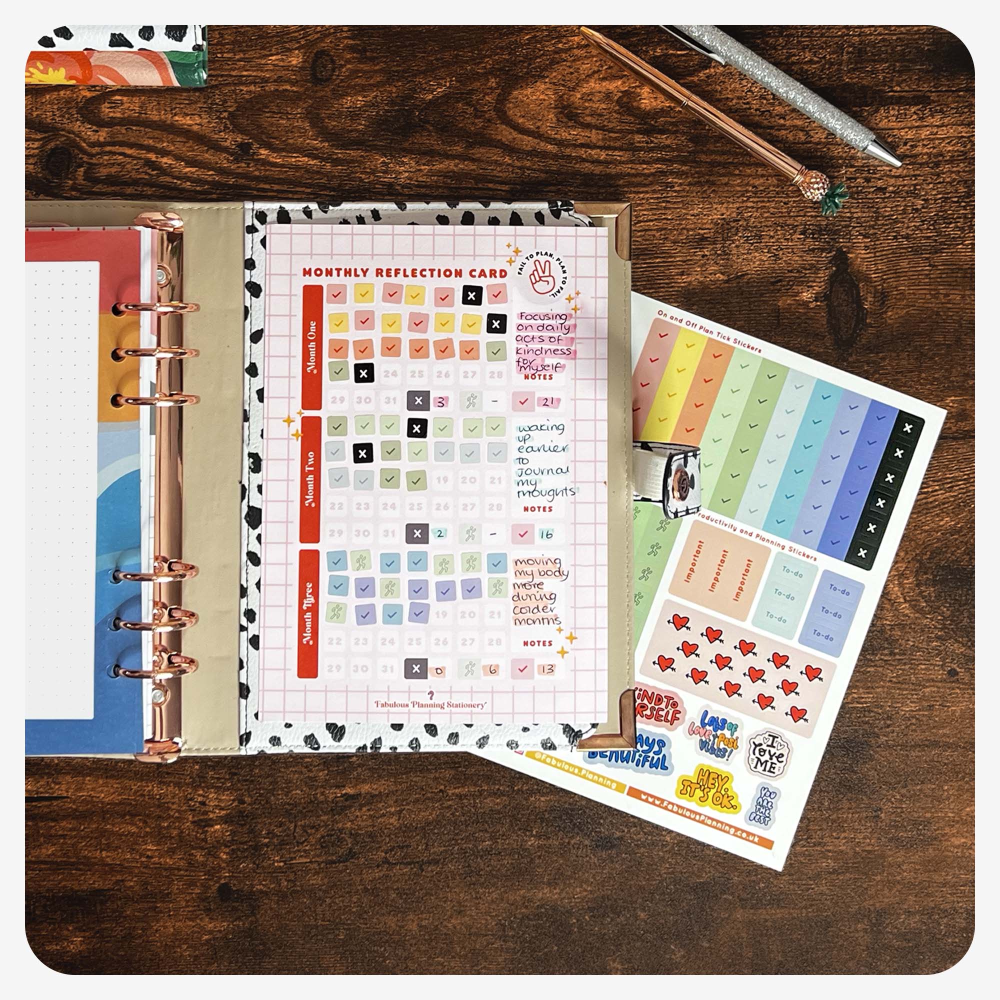 Relection Card 3 Month Reflection Slide Card – Fabulous Planning