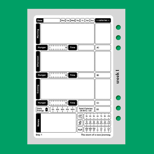 Calorie Food Diary - A6 Organiser Insert