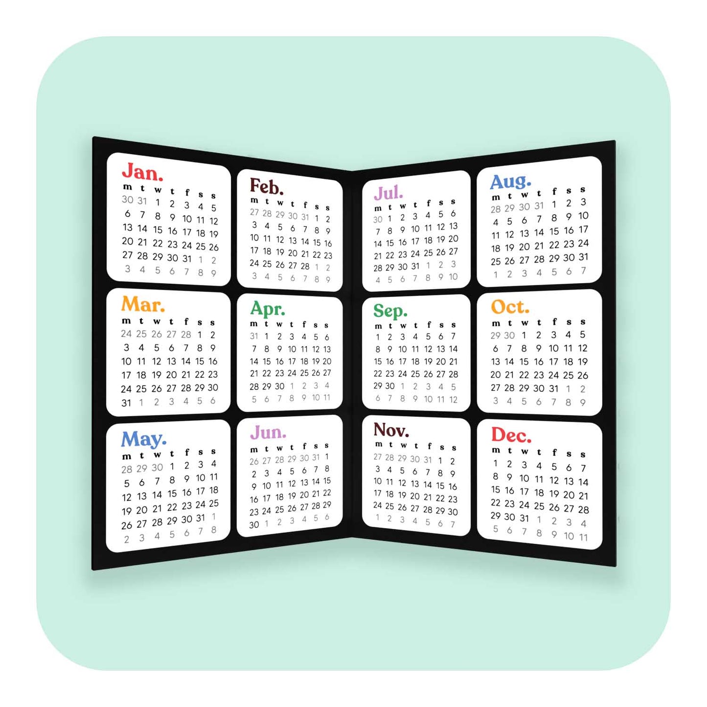 2025 Foldable Calendar A6 Insert