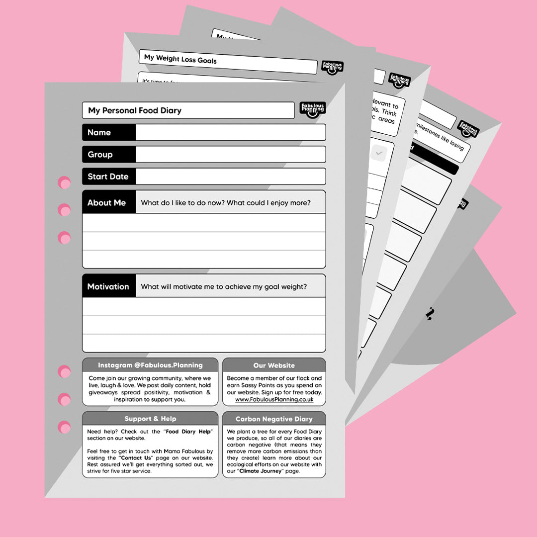 Food Diary SW Compatible- A6 Organiser Insert