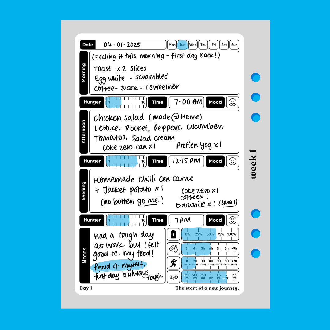 Generic Food Diary - A6 Organiser Insert