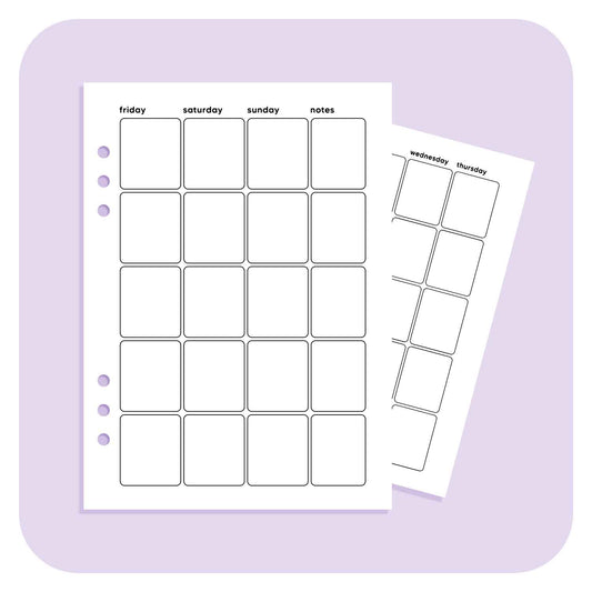 Undated Monthly Overview - A6 Organiser Insert