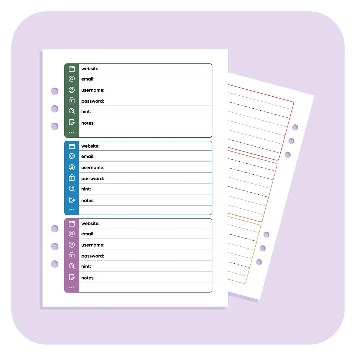 Password Library - A6 Organiser Insert