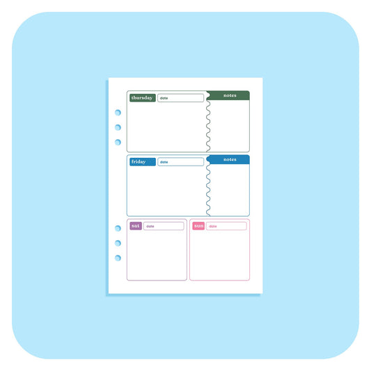 A5 Insert - Weekly Planner