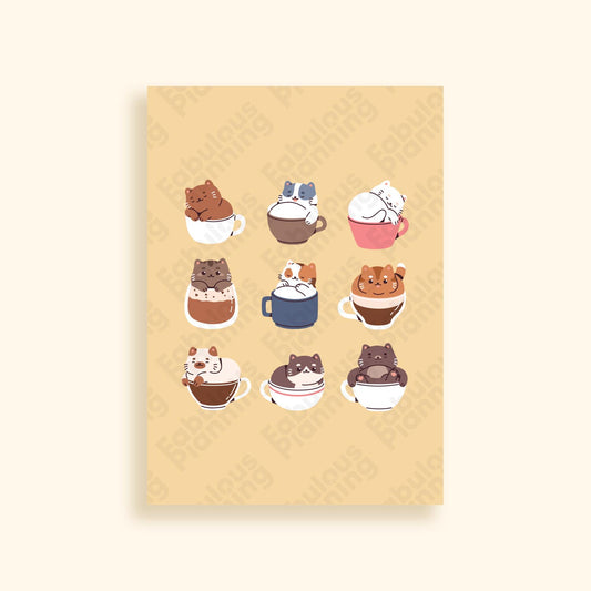 A3 Art Print - Coffee Cats