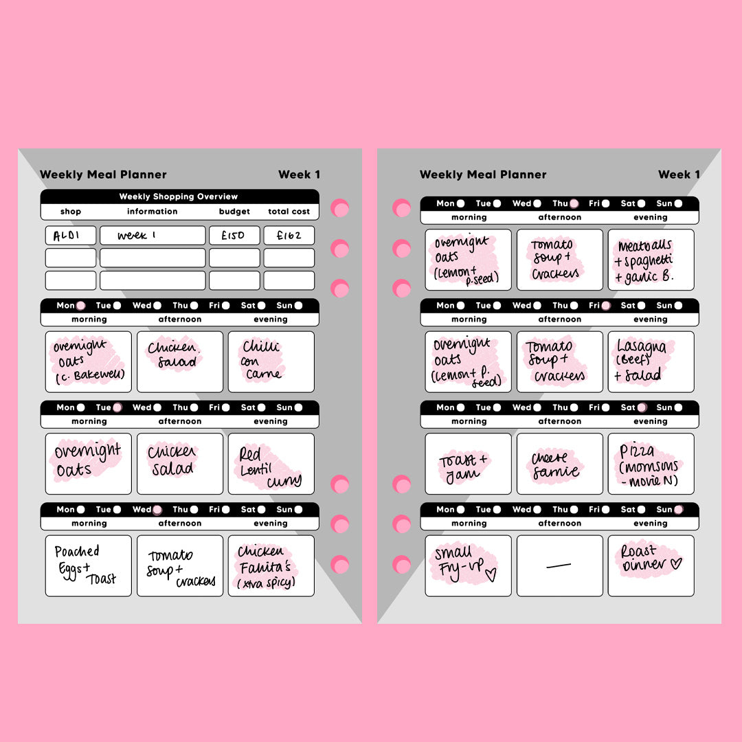 Food Diary SW Compatible- A6 Organiser Insert