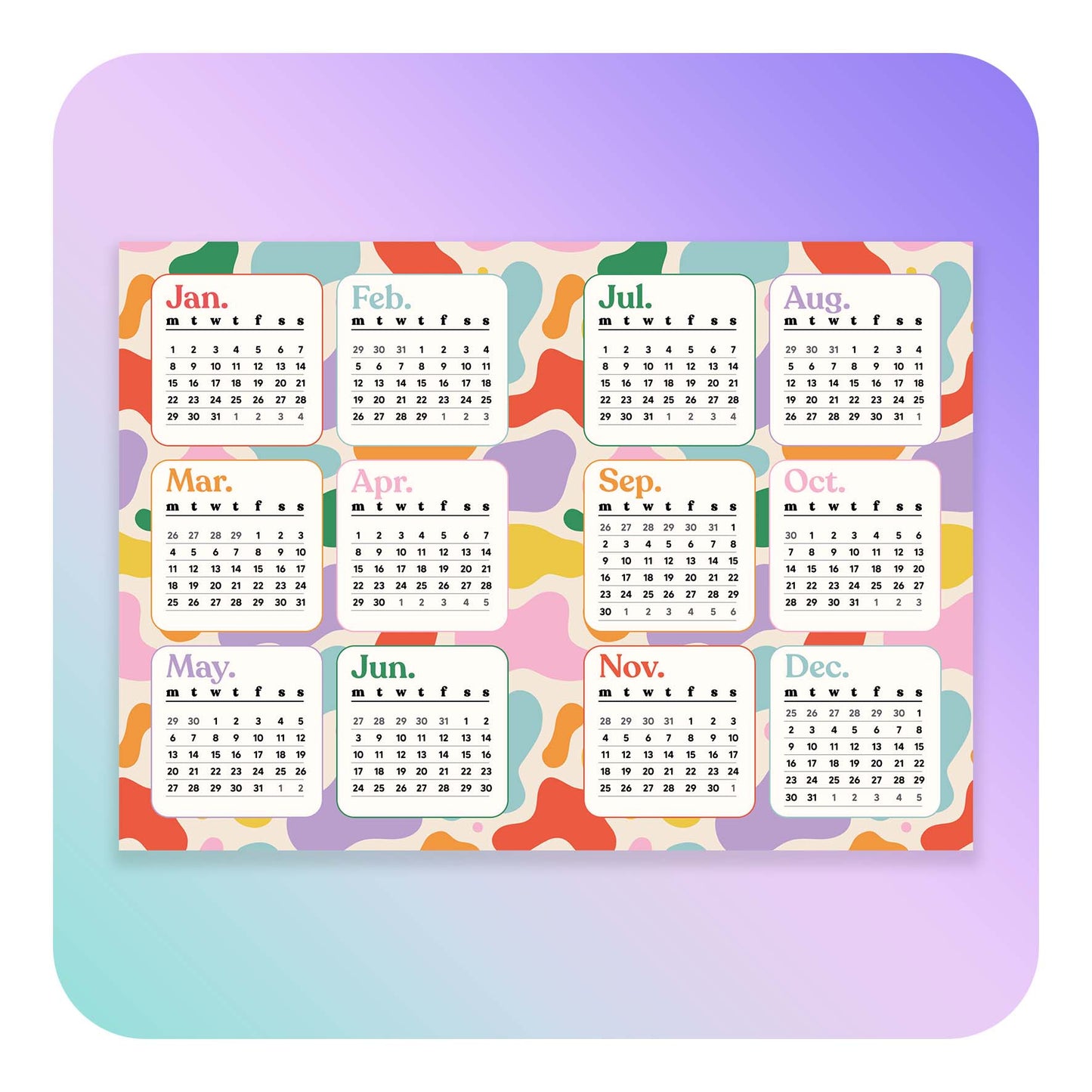 2024 Foldable Calendar A6 Insert