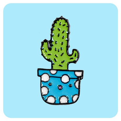 Shocked Blue Cactus Enamel Pin