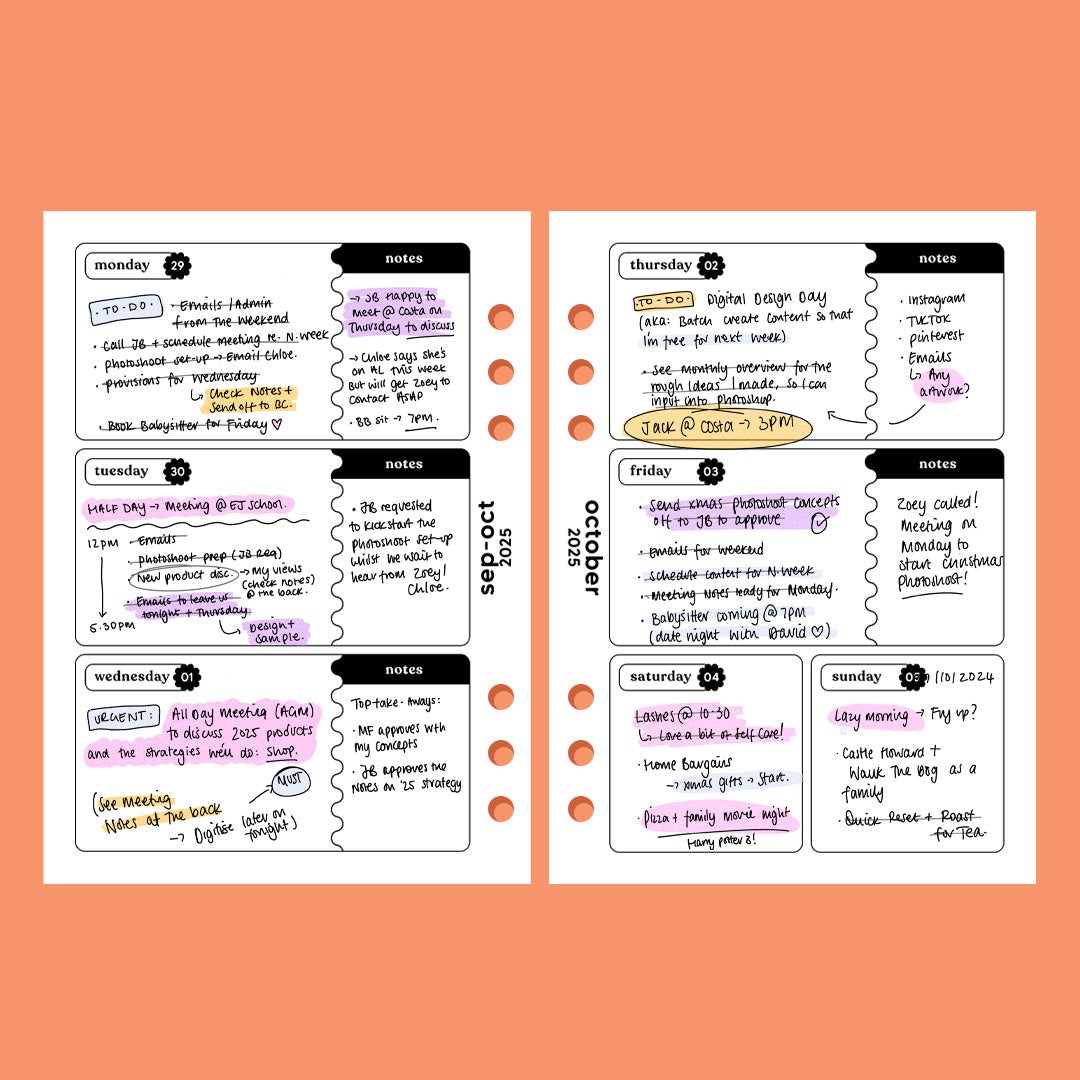 2025 Weekly Planner - A6 Organiser Insert