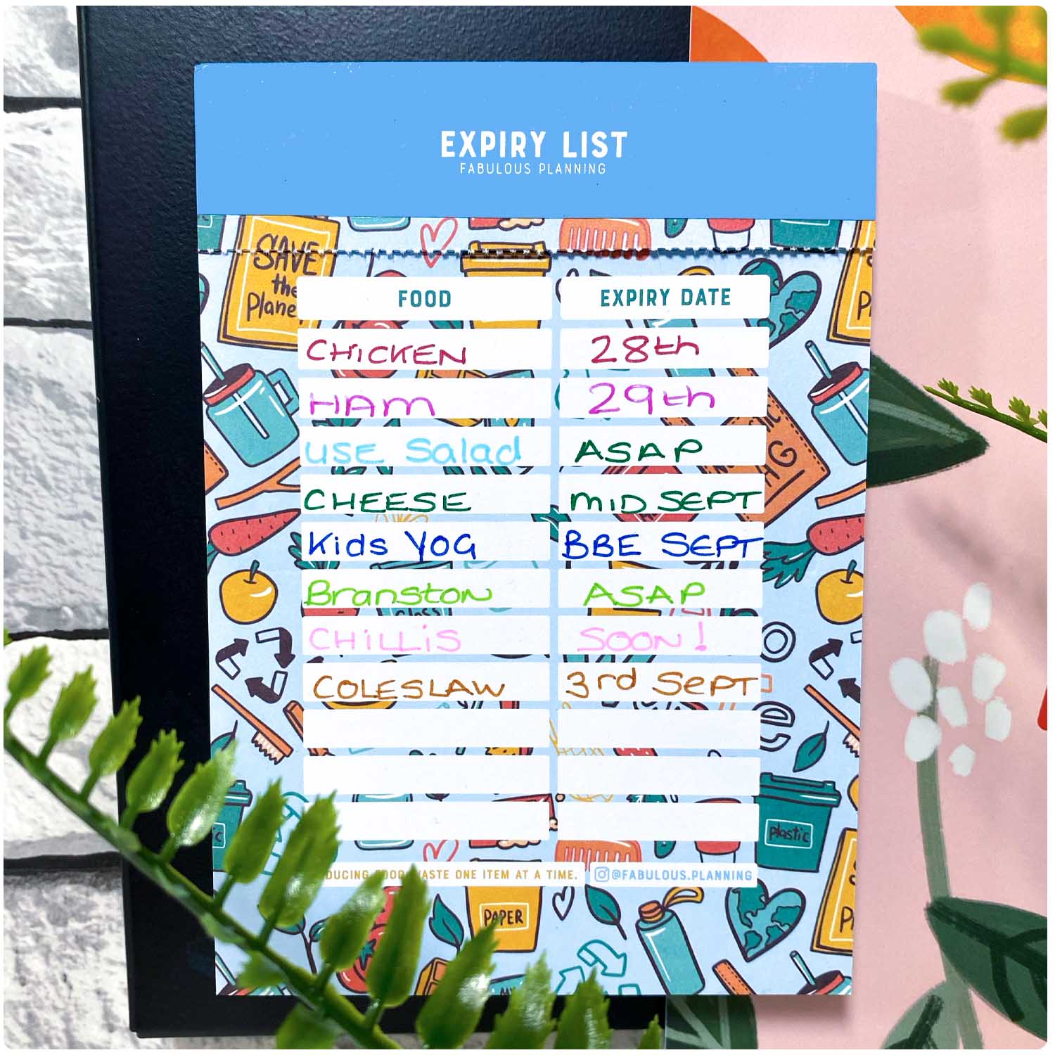 Expired List Layout A6 - Expiry List Pad – Fabulous Planning