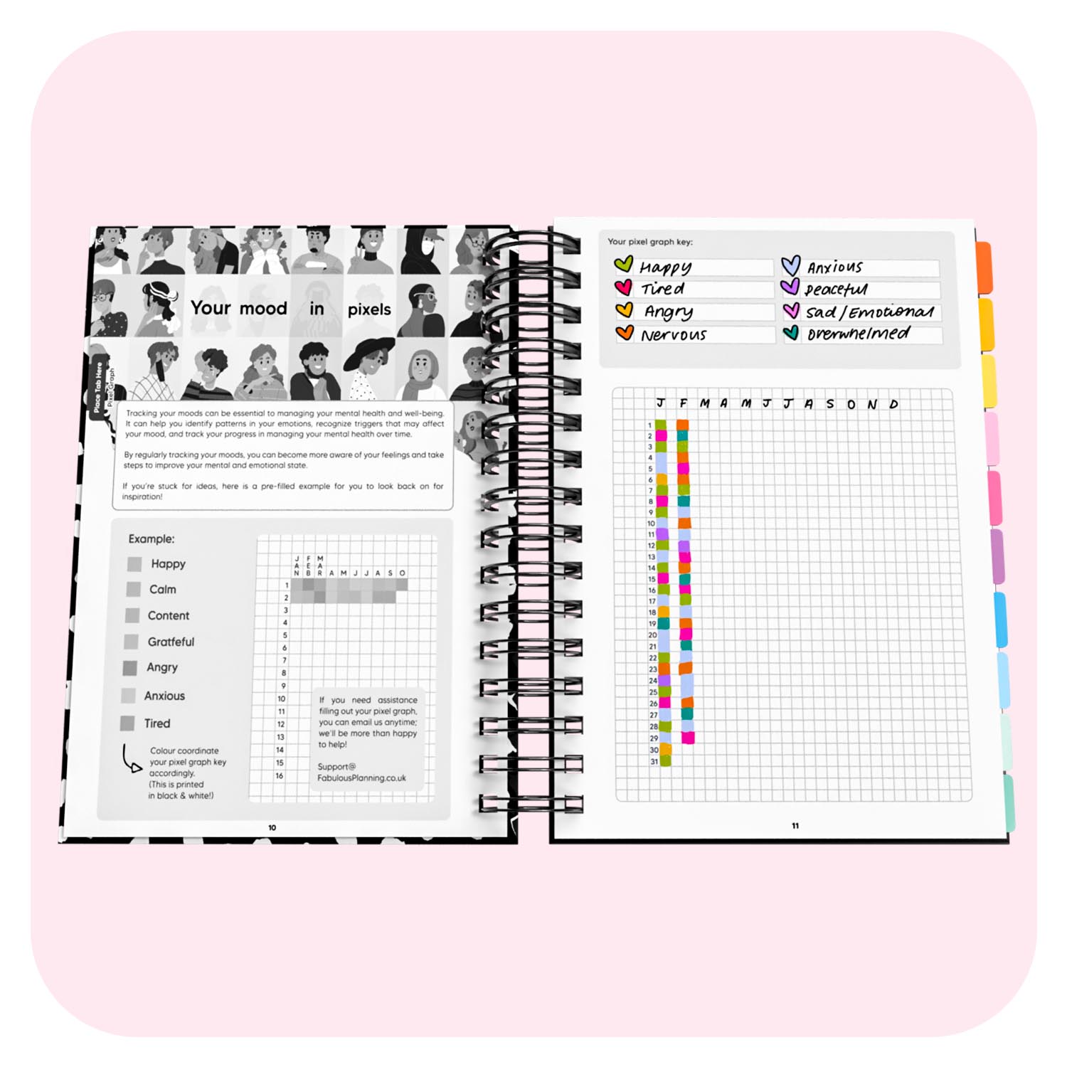 Anxiety Life Journal - Fabulous Planning - SPIRAL - ANXIETY - DALMATIAN