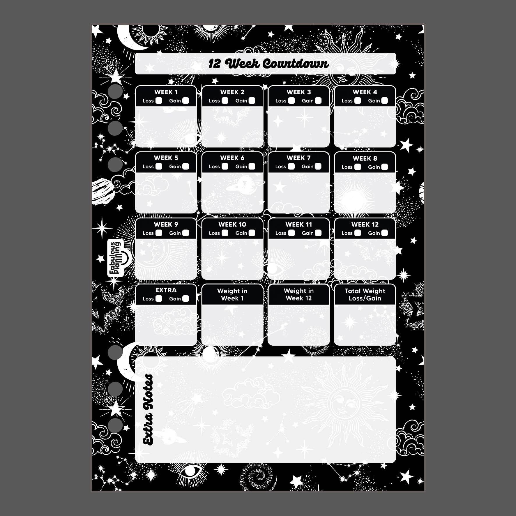 Astronomy 12 Week Countdown Insert - Fabulous Planning - P5 - INS - CNTDWN - ASTRO - 1S