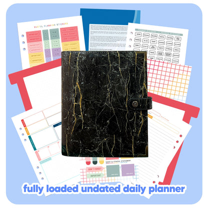 Black Marble Organiser - Undated Daily Diary P3 - Fabulous Planning - FO - BLACKMARBLE - PD - NMP