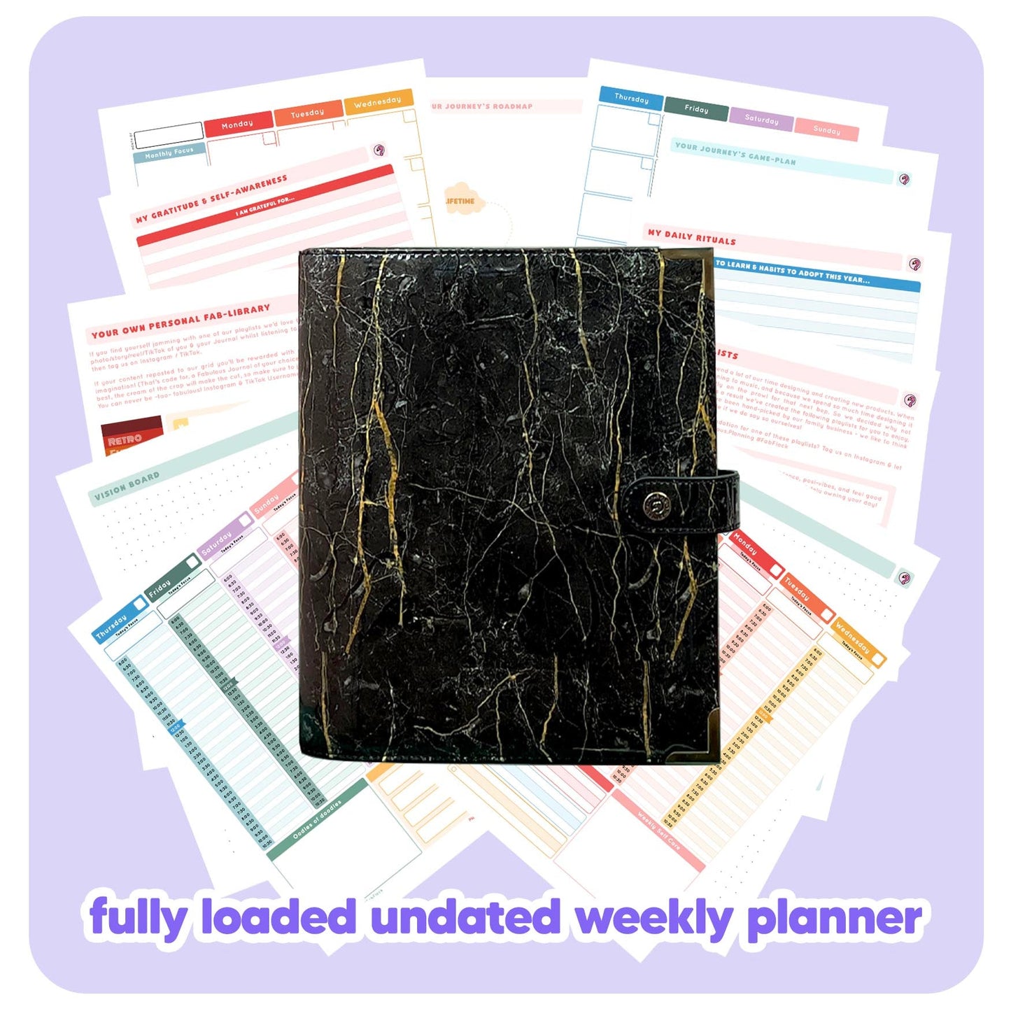 Black Marble - Undated Weekly "2024" Organiser - Fabulous Planning - FO - BLACKM - UW - NMP