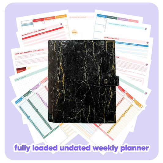 Black Marble - Undated Weekly "2024" Organiser - Fabulous Planning - FO - BLACKM - UW - NMP