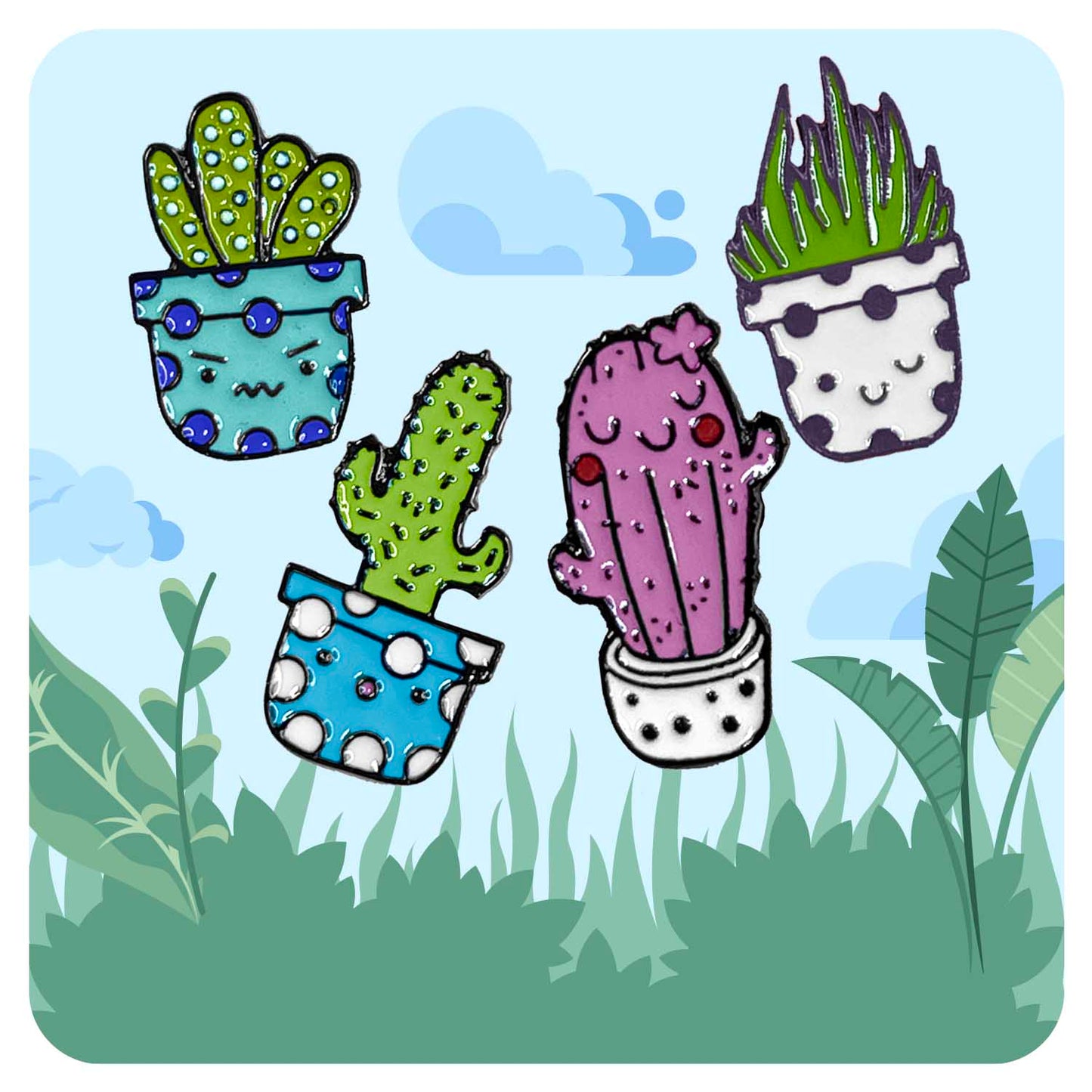 Cactus Bundle Enamel Pin - Fabulous Planning - PIN - 85 - BUNDLE - PLASTIC