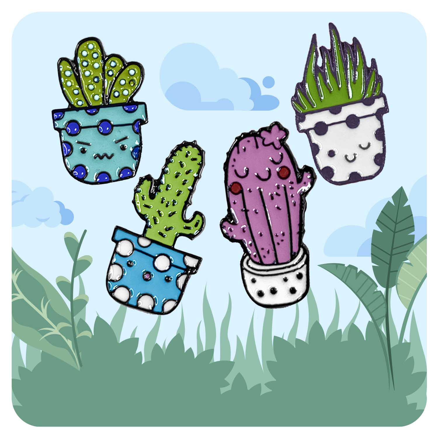 Cactus Bundle Enamel Pin - Fabulous Planning - PIN - 85 - BUNDLE - PLASTIC