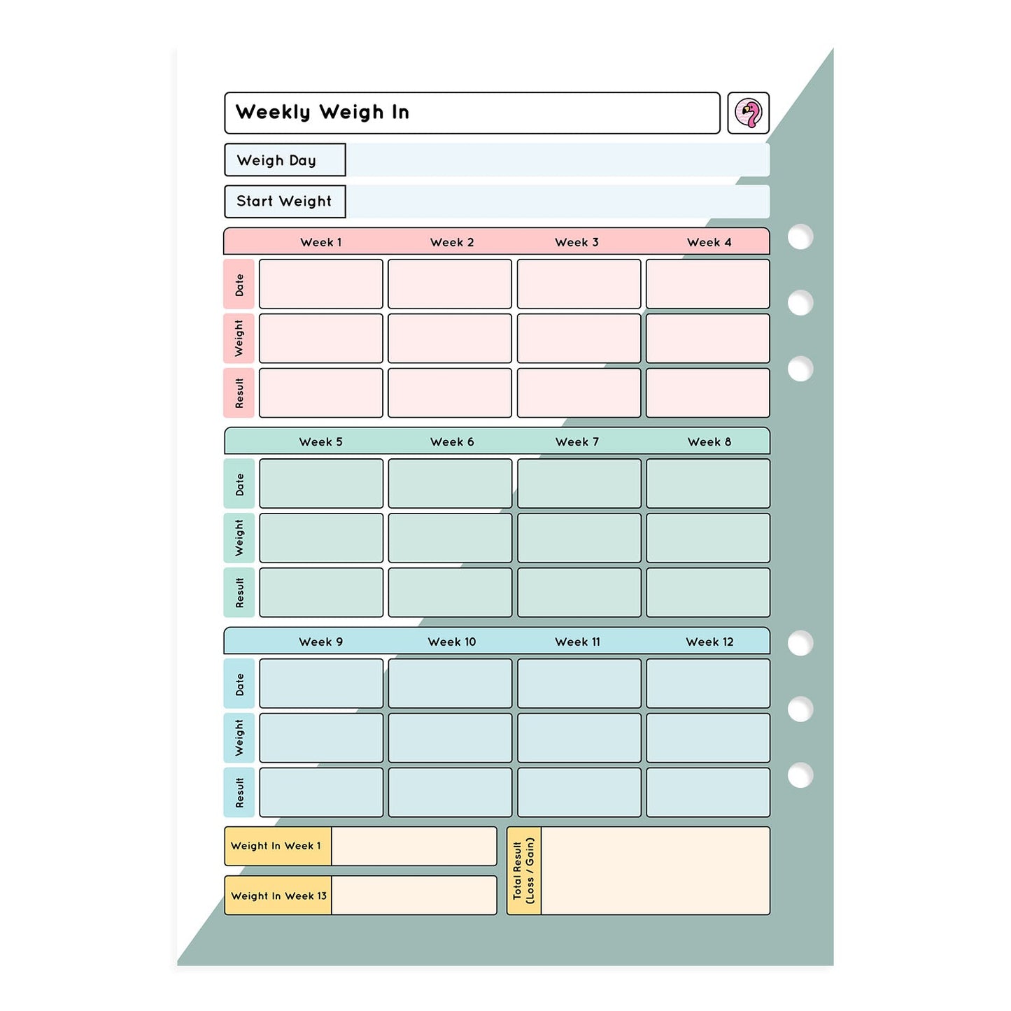 Calorie Counting - Organiser Refill - Fabulous Planning - P4 - CAL - 7WK - REFILL