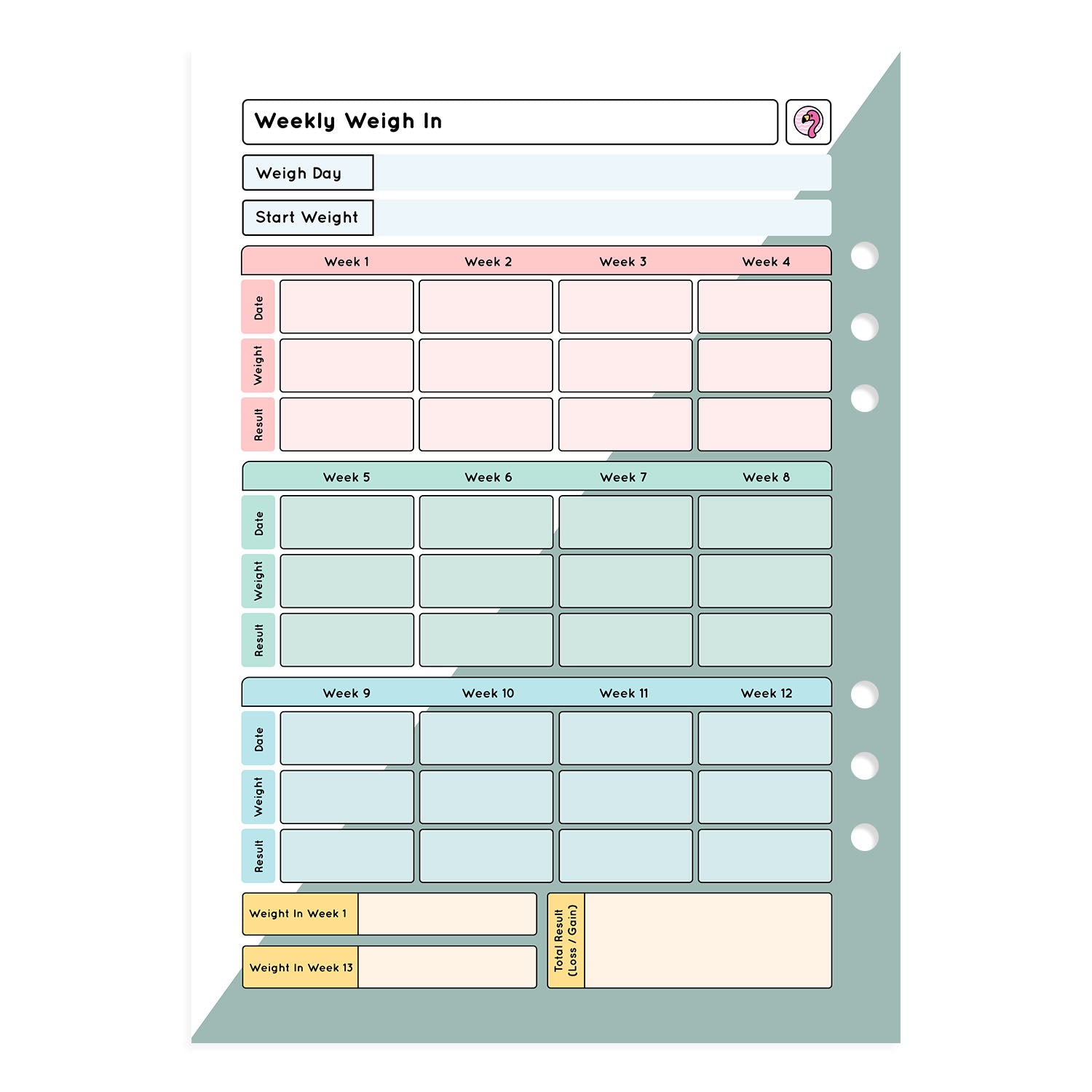 Calorie Counting - Organiser Refill - Fabulous Planning - P4 - CAL - 7WK - REFILL