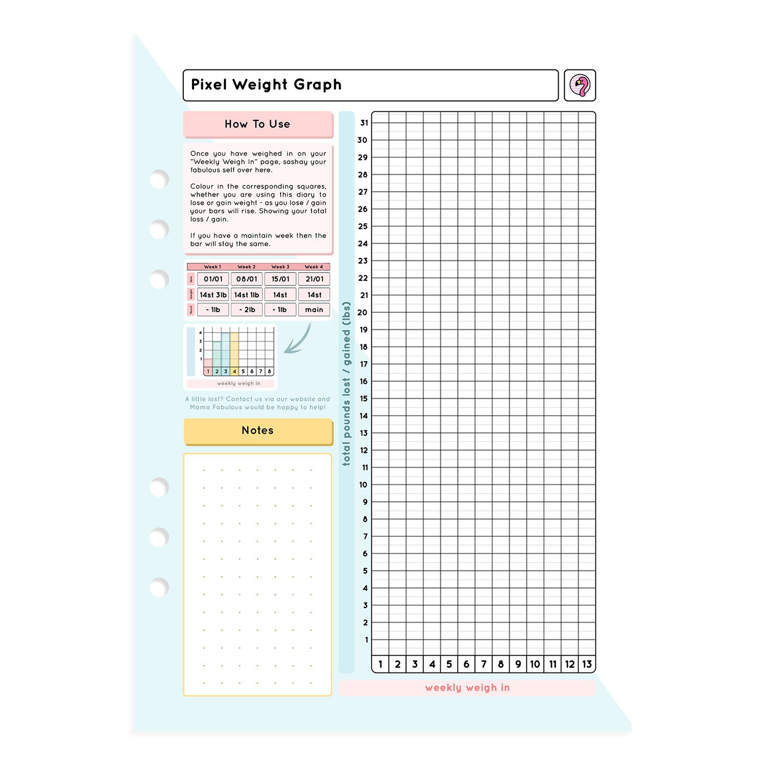 Calorie Counting - Organiser Refill - Fabulous Planning - P4 - CAL - 7WK - REFILL