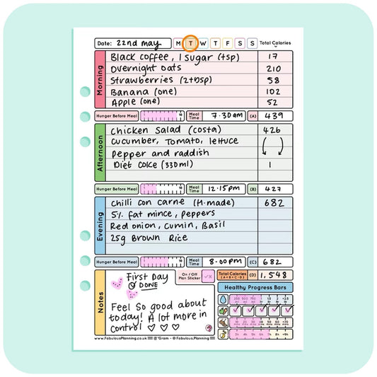 Calorie Counting - Organiser Refill - Fabulous Planning - P4 - CAL - 7WK - REFILL