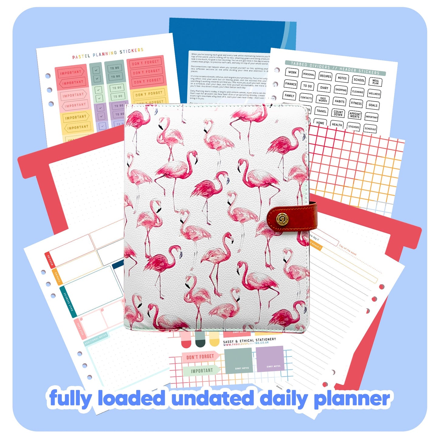 Flamingo Organiser - Undated Daily Diary P3 - Fabulous Planning - FO - FLAMINGO - PD - NMP