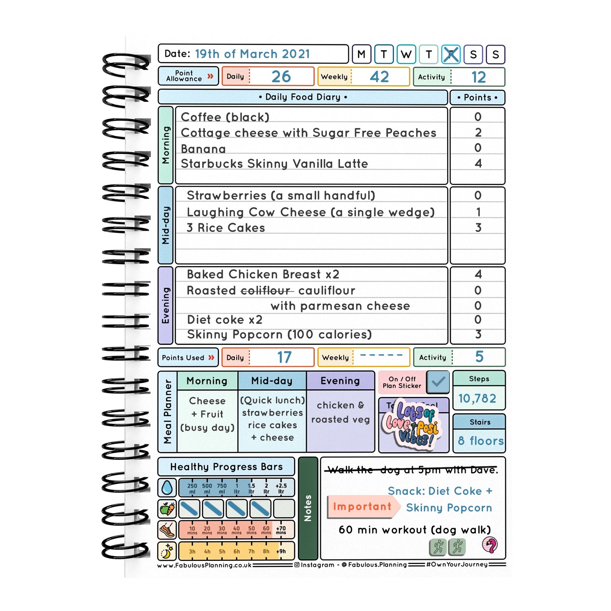 Food Diary - C11 - Weight Watchers Compatible - Fabulous Planning - [W] 3MTH - NWW - C11+