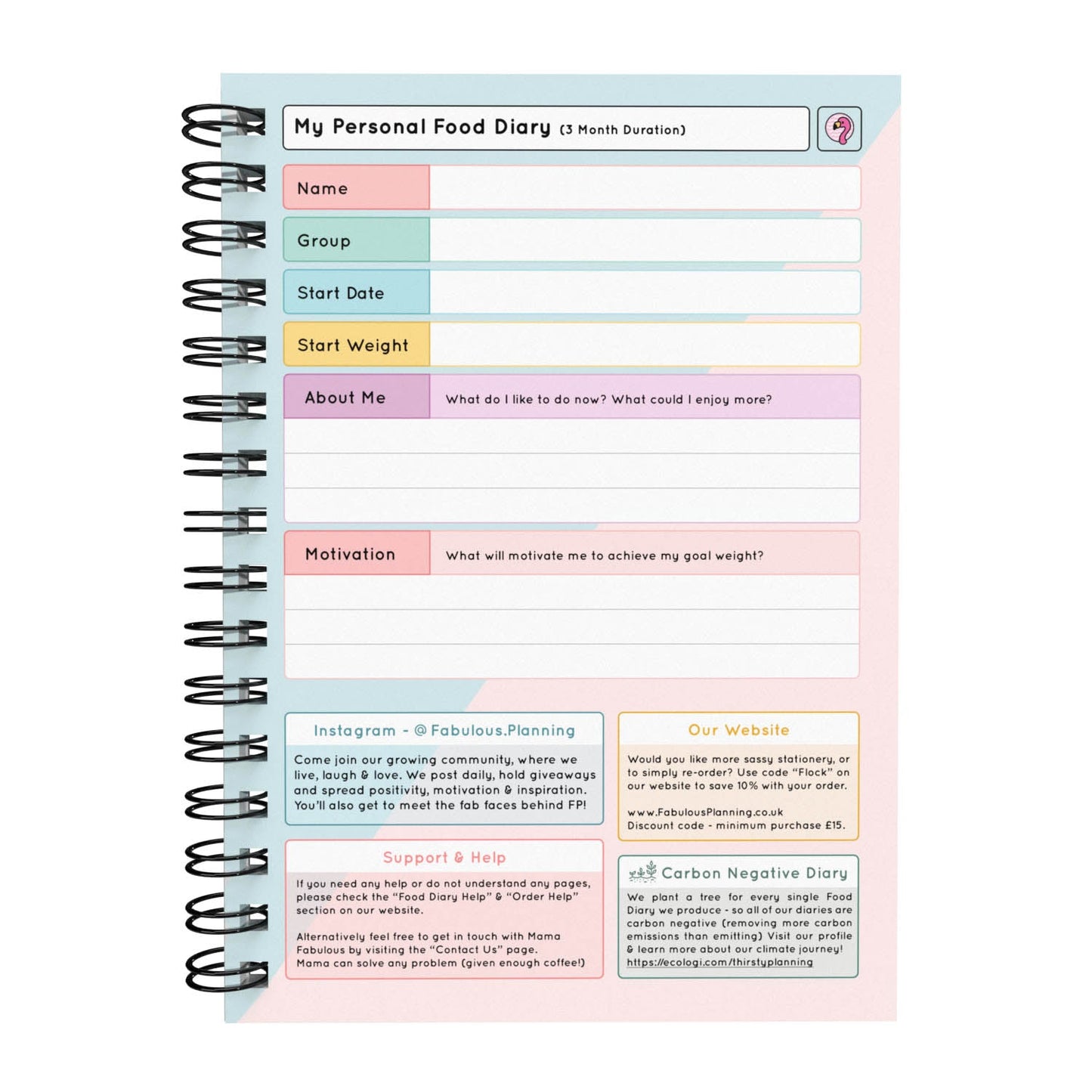 Food Diary - C23 - Weight Watchers Compatible - Fabulous Planning - [W] 3MTH - NWW - C23+