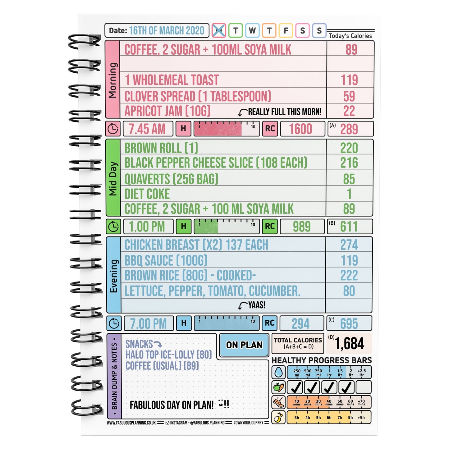 Food Diary - C3 - Calorie Counting - Fabulous Planning - [W] 3MTH - CAL - C3+