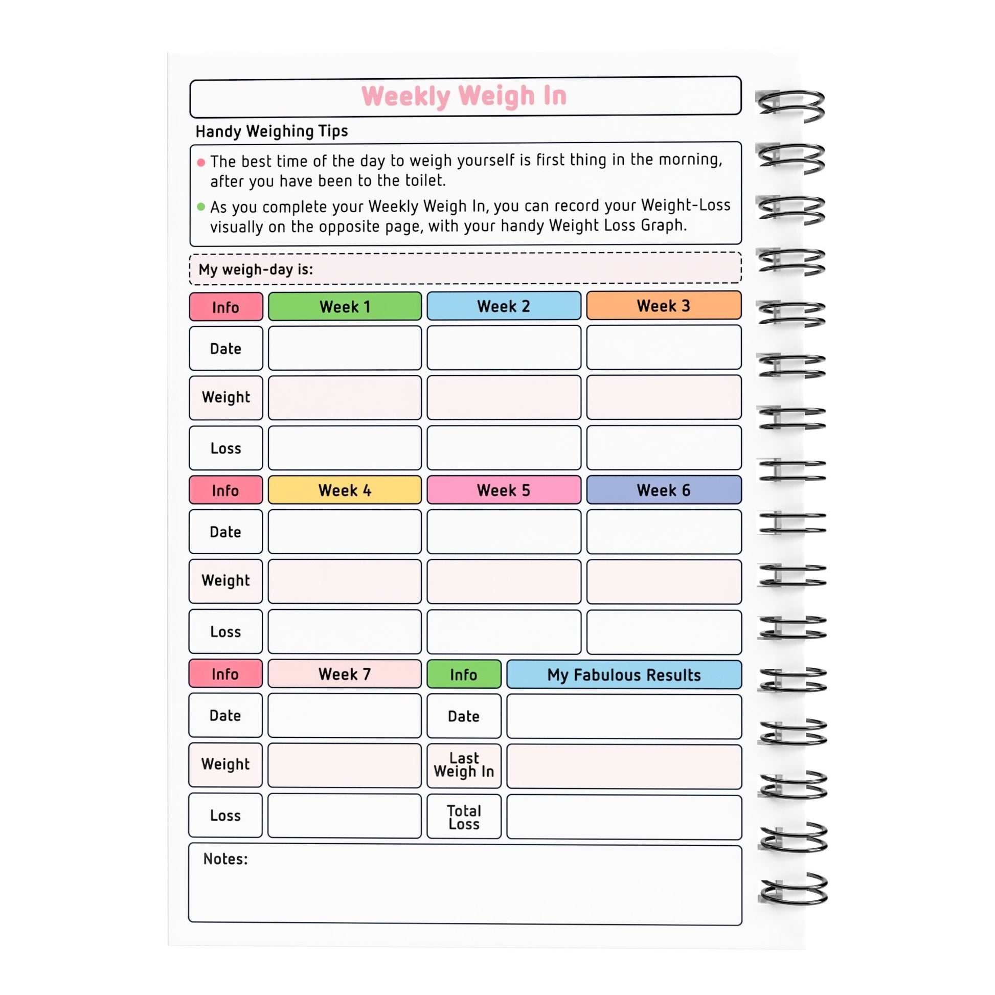 Food Diary - C38 - Slimming World Compatible - Compact - Fabulous Planning - [W] 3MTH - SW2 - C38+