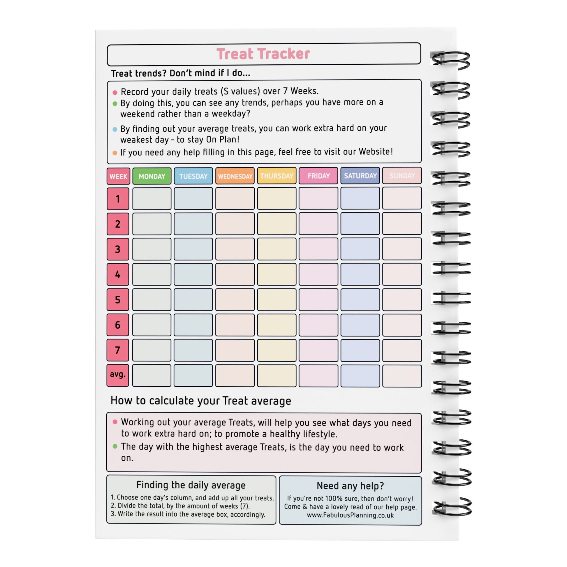 Food Diary - C38 - Slimming World Compatible - Compact - Fabulous Planning - [W] 3MTH - SW2 - C38+