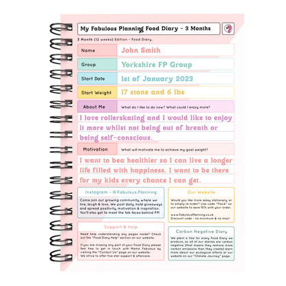 Food Diary - C76 - Calorie Counting - Fabulous Planning - [W] 3MTH - CAL - C76+