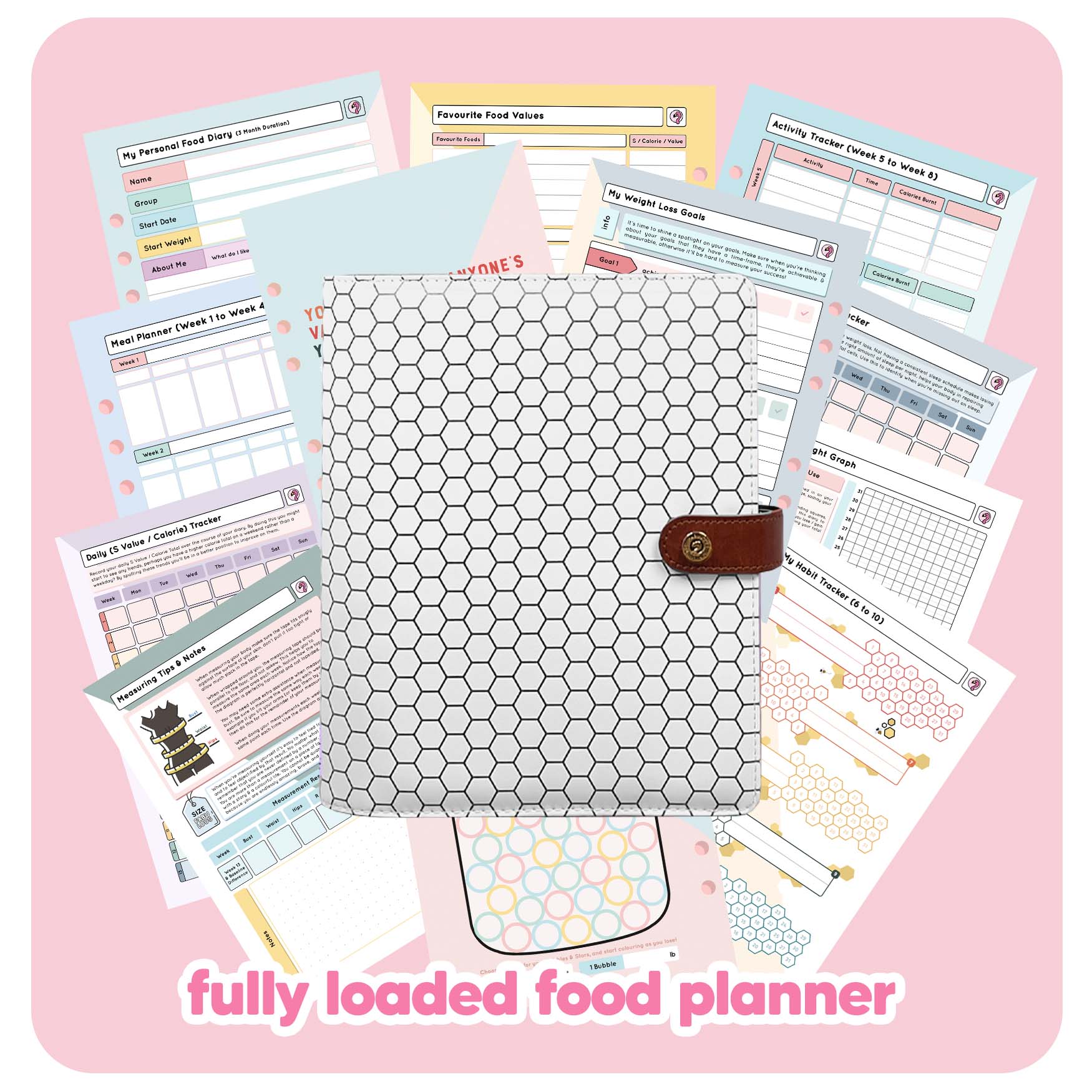 Honeycomb - Food Diary Organiser P3 - Fabulous Planning - FO - HONEY - CAL - NMP