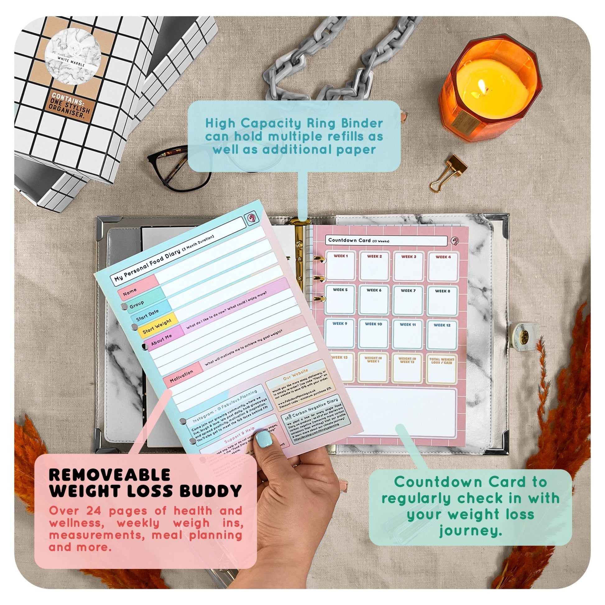 Honeycomb - Food Diary Organiser P3 - Fabulous Planning - FO - HONEY - CAL - NMP