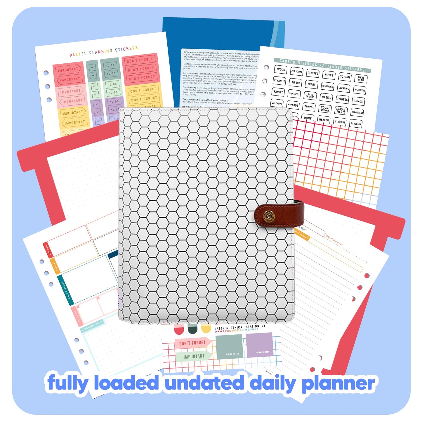 Honeycomb Organiser - Undated Daily Diary P3 - Fabulous Planning - FO - HONEY - PD - NMP