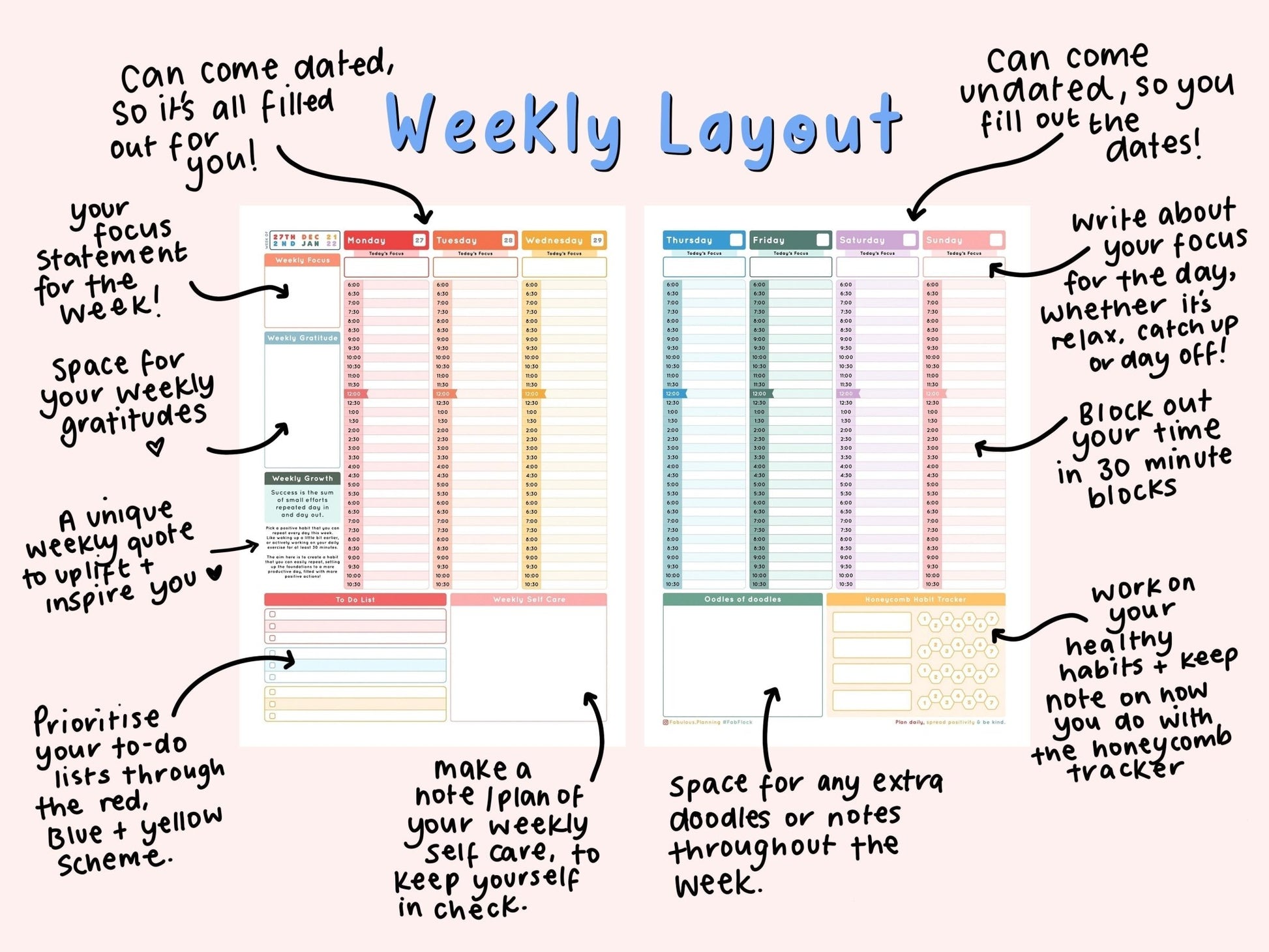 Honeycomb - Planning Journal - Fabulous Planning - P4 - HONEY - UND - WKLY