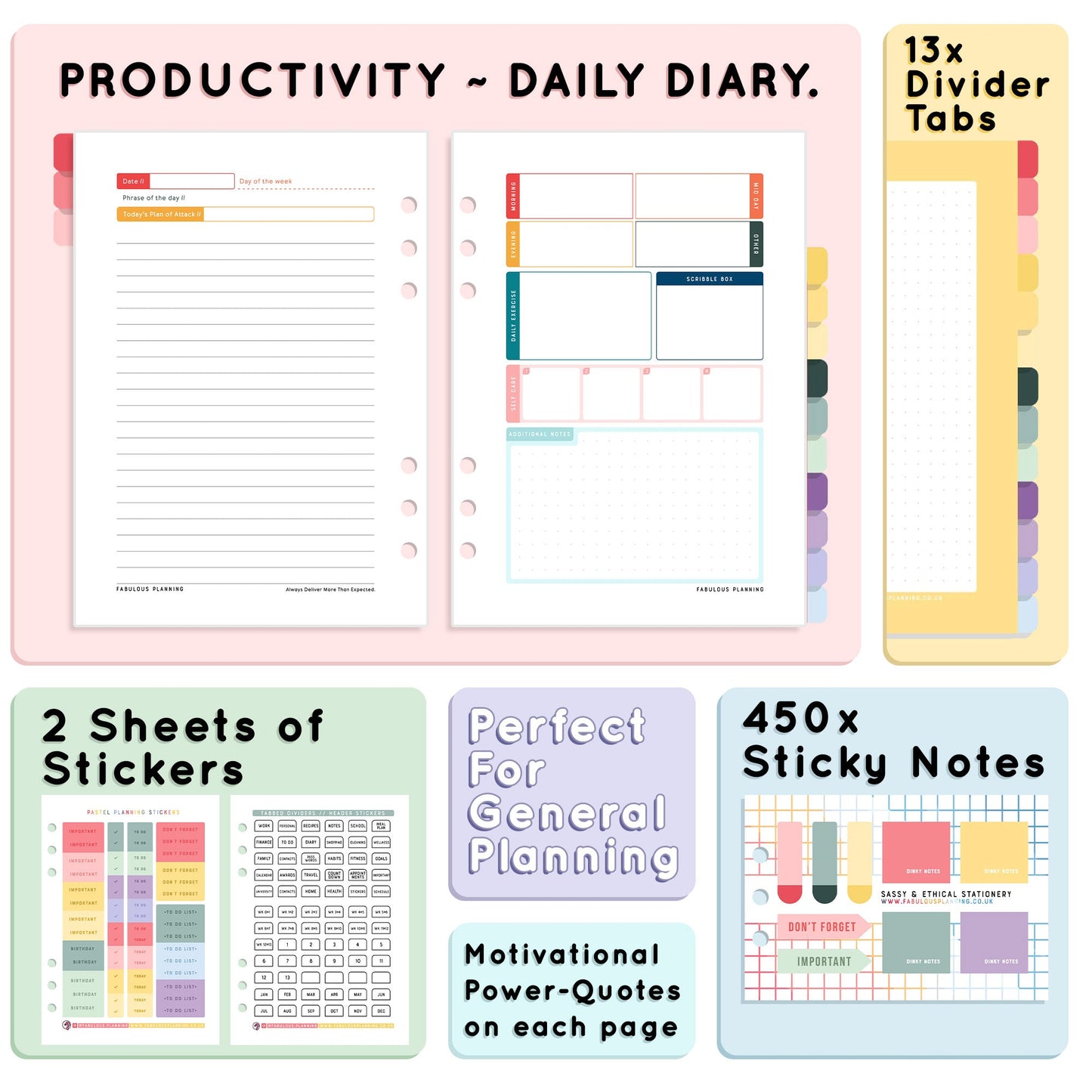 Jade Geometric Organiser - Undated Daily Diary P3 - Fabulous Planning - FO - JADEGEO - PD - EET