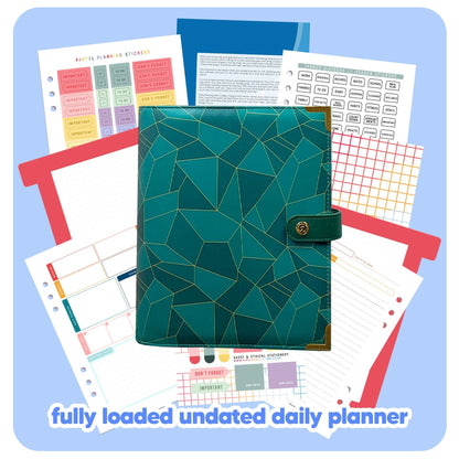 Jade Geometric Organiser - Undated Daily Diary P3 - Fabulous Planning - FO - JADEGEO - PD - NMP