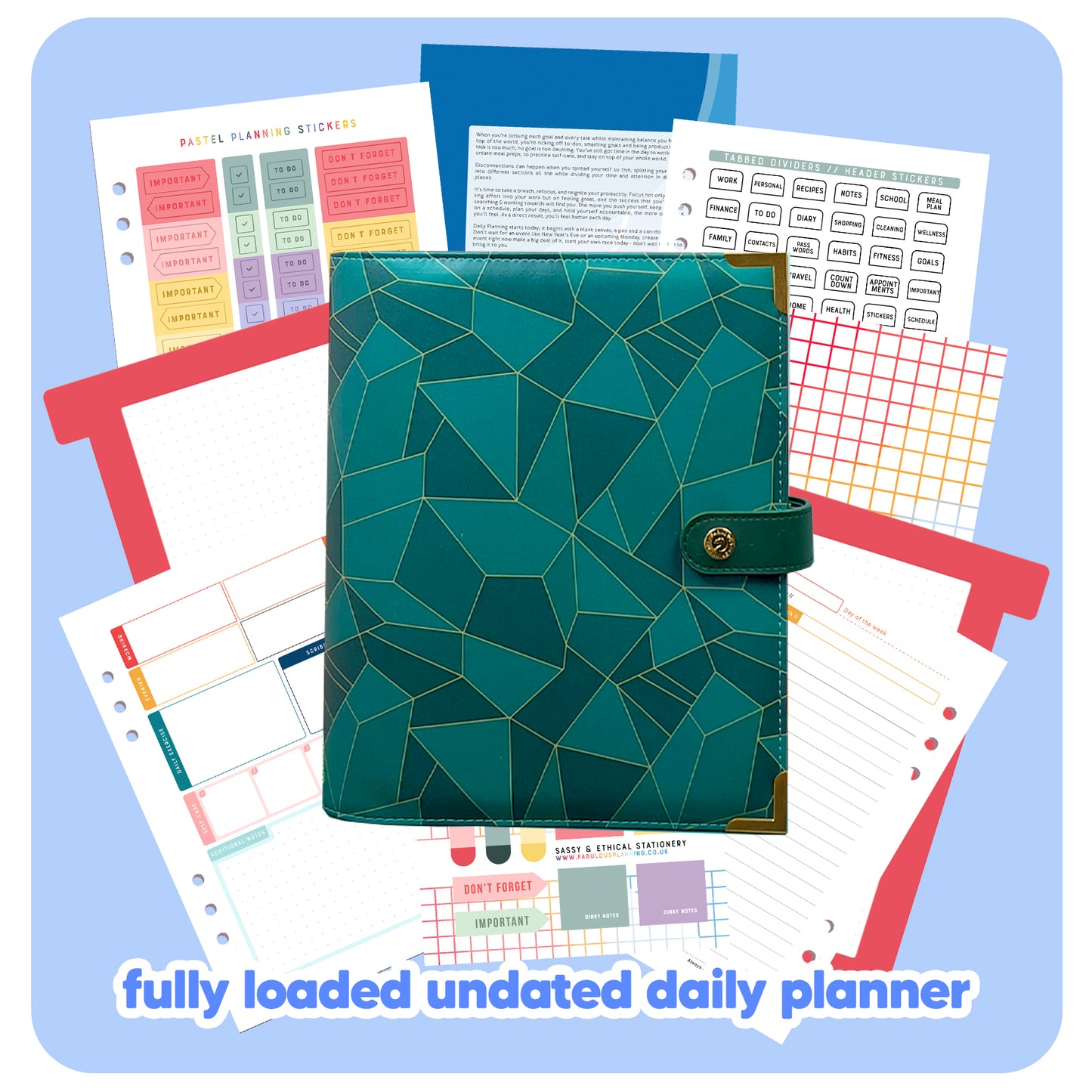 Jade Geometric Organiser - Undated Daily Diary P3