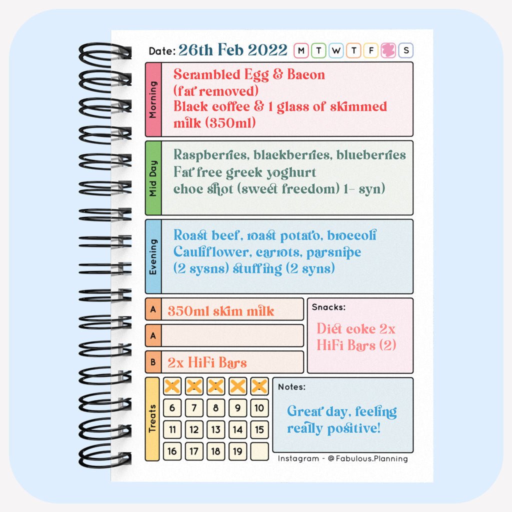 Mini Food Diary - C10 - SW Compatible - Spacious - Fabulous Planning - [W] 7WK - A6 - C10