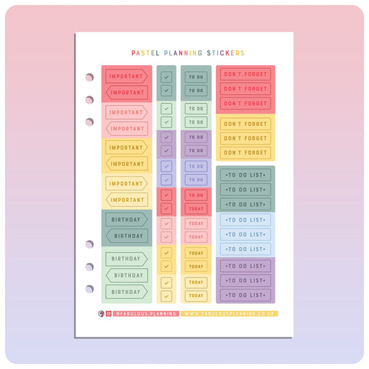 Pastel Planning Stickers - Fabulous Planning - PASTEL - PLAN - STICKERS