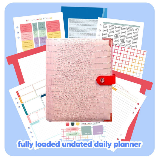 Pink Crocodile Organiser - Undated Daily Diary P3 - Fabulous Planning - FO - PINKCROC - PD - NMP