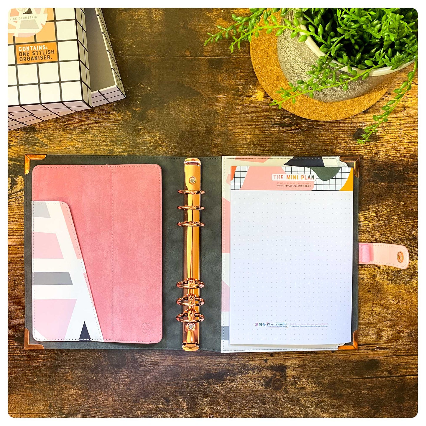 Pink Geometric Organiser - Undated Daily Diary P3 - Fabulous Planning - FO - PINKGEO - PD - EET