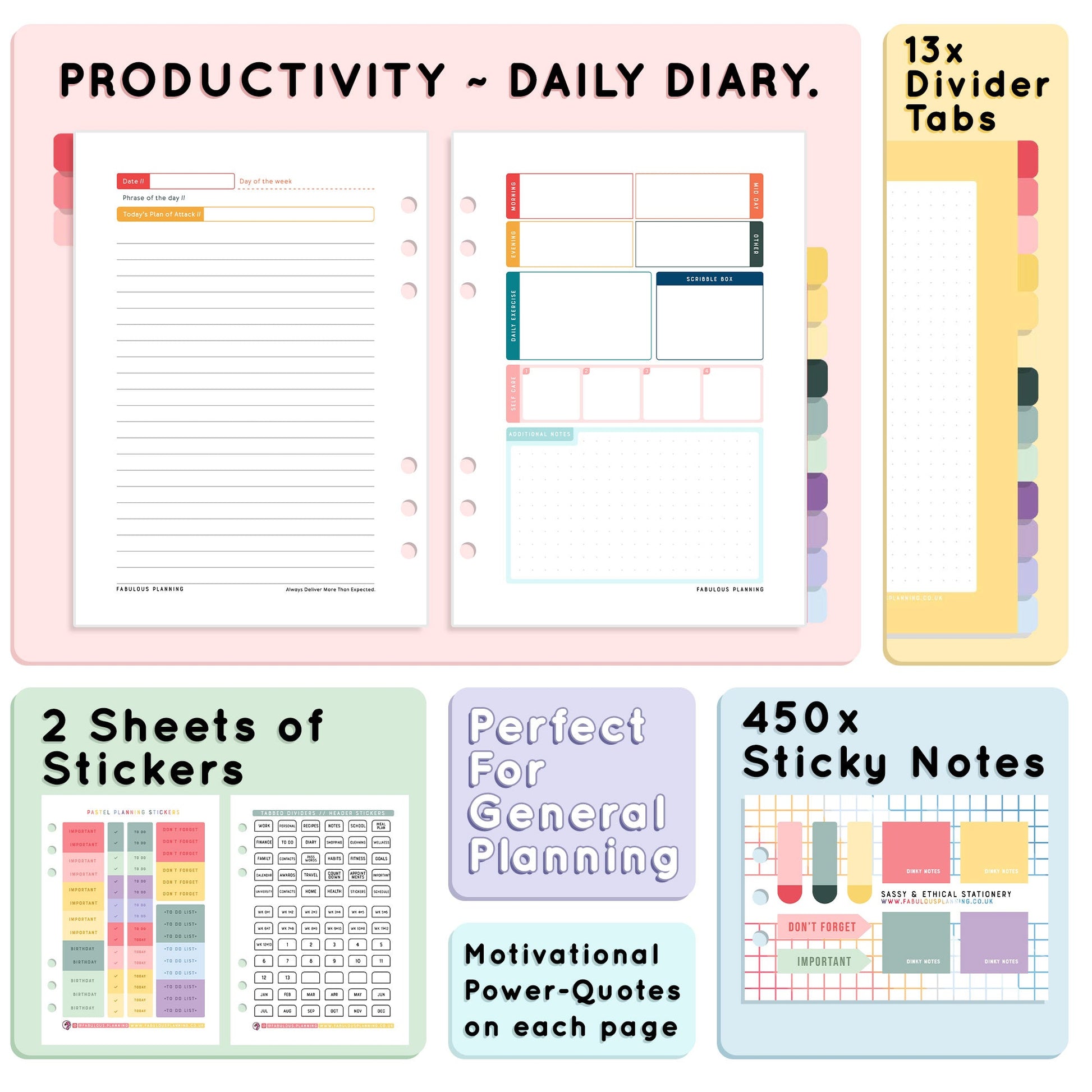 Pink Geometric Organiser - Undated Daily Diary P3 - Fabulous Planning - FO - PINKGEO - PD - EET